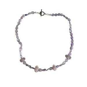Purple Rose Amethyst Bead Necklace With Toggle Clasp